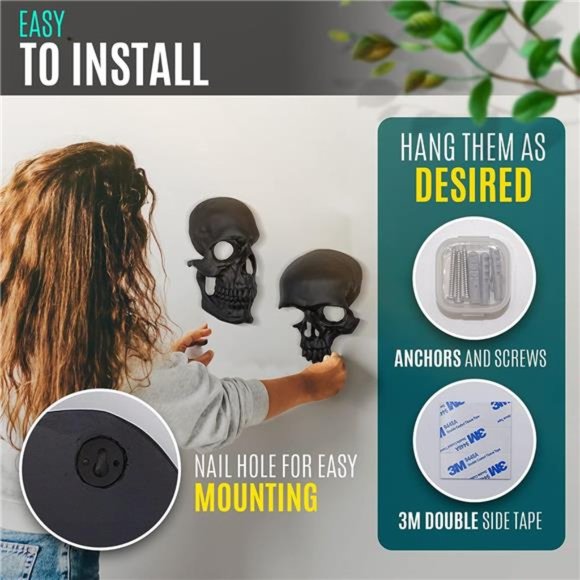 Gothic Wall Decor - Black Skull Decor for Home - Halloween Wall Decor - Picture 5 of 6